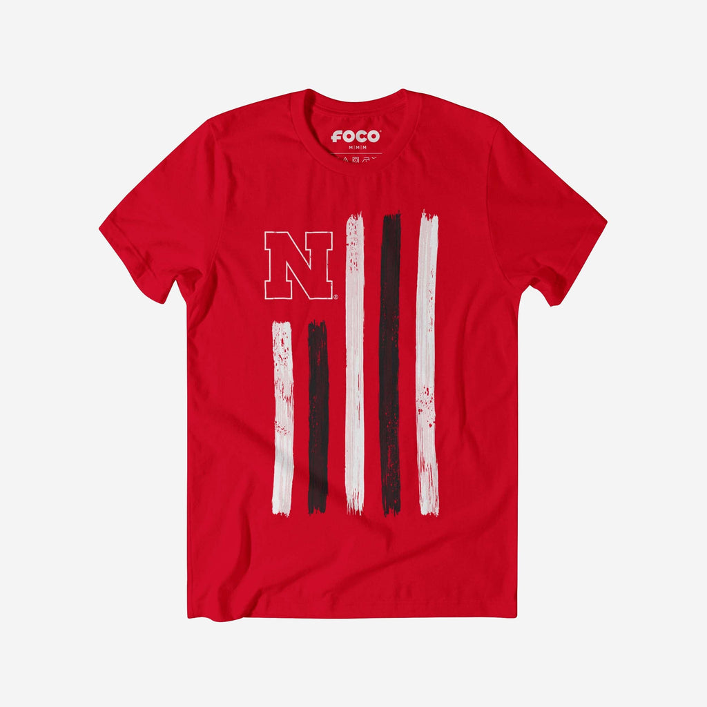 Nebraska Cornhuskers Brushstroke Flag T-Shirt FOCO S - FOCO.com