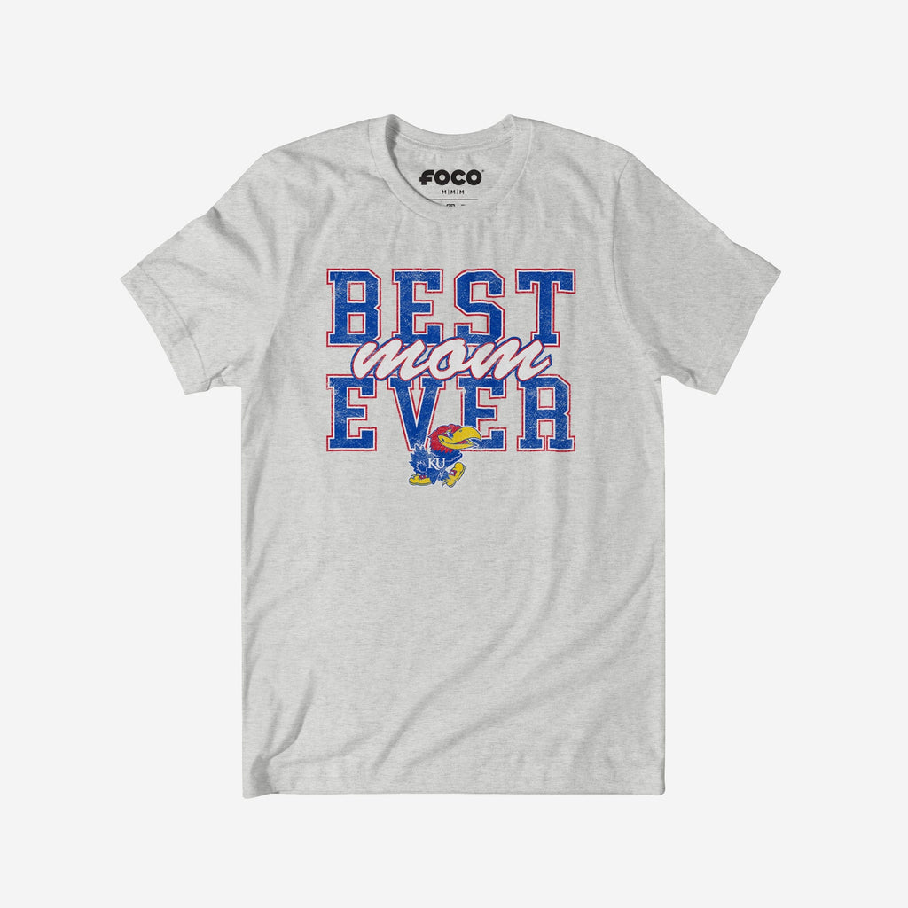 Kansas Jayhawks Best Mom Ever Stacked T-Shirt FOCO S - FOCO.com