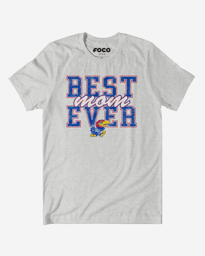 Kansas Jayhawks Best Mom Ever Stacked T-Shirt FOCO S - FOCO.com