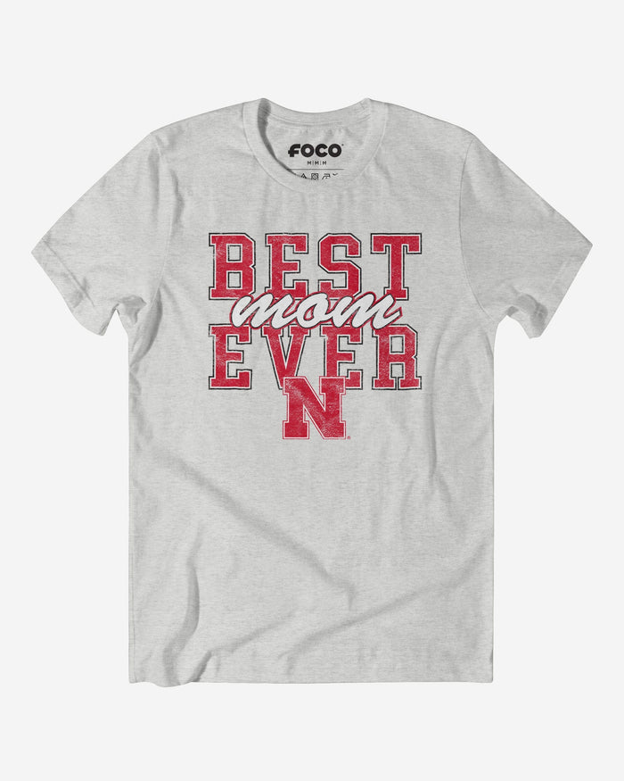 Nebraska Cornhuskers Best Mom Ever Stacked T-Shirt FOCO S - FOCO.com