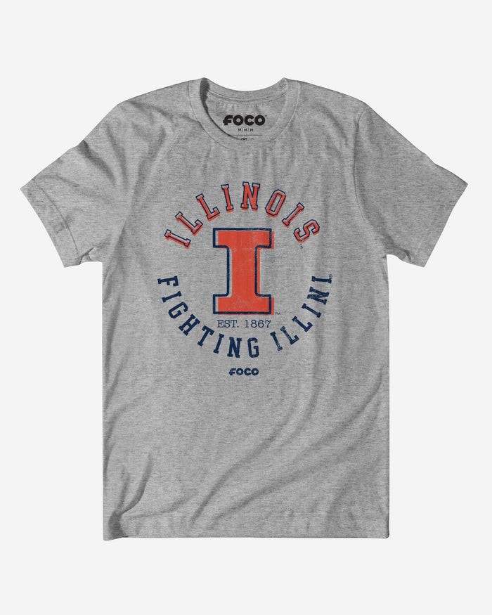 Illinois Fighting Illini Circle Vintage T-Shirt FOCO S - FOCO.com