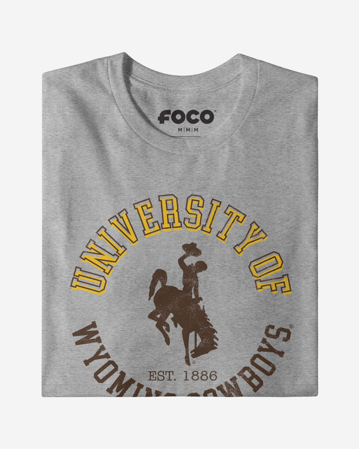 Wyoming Cowboys Circle Vintage T-Shirt FOCO - FOCO.com