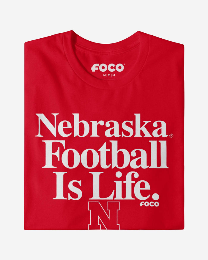 Nebraska Cornhuskers Football is Life T-Shirt FOCO - FOCO.com