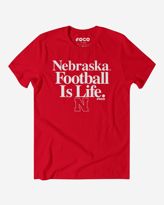 Nebraska Cornhuskers Football is Life T-Shirt FOCO S - FOCO.com