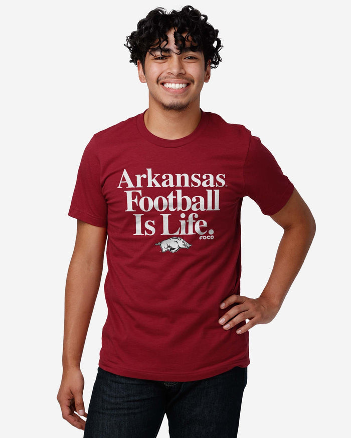 Arkansas Razorbacks Football is Life T-Shirt FOCO - FOCO.com