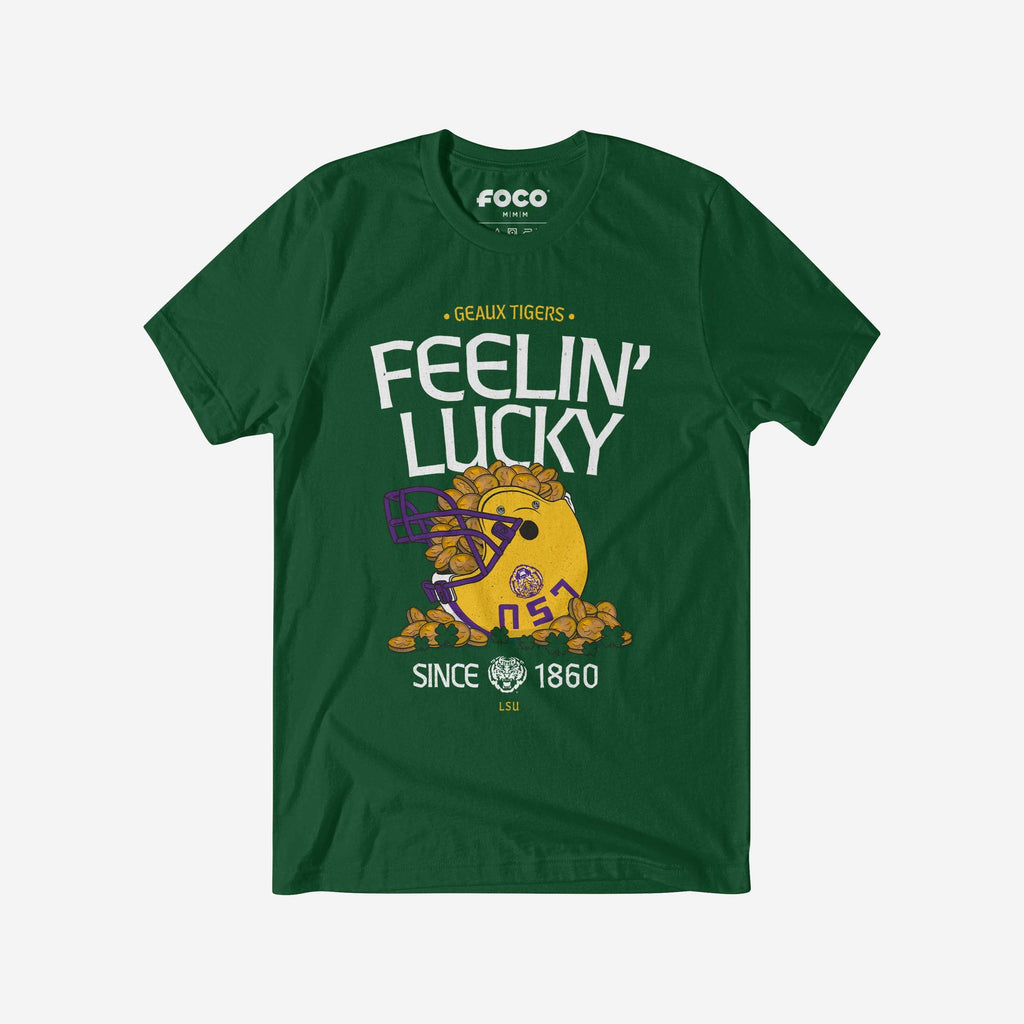 LSU Tigers Feelin Lucky Helmet T-Shirt FOCO - FOCO.com