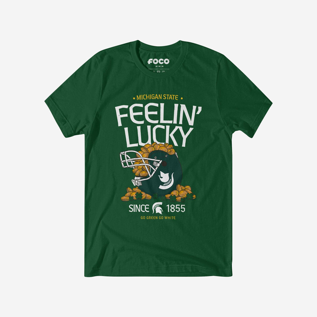 Michigan State Spartans Feelin Lucky Helmet T-Shirt FOCO - FOCO.com