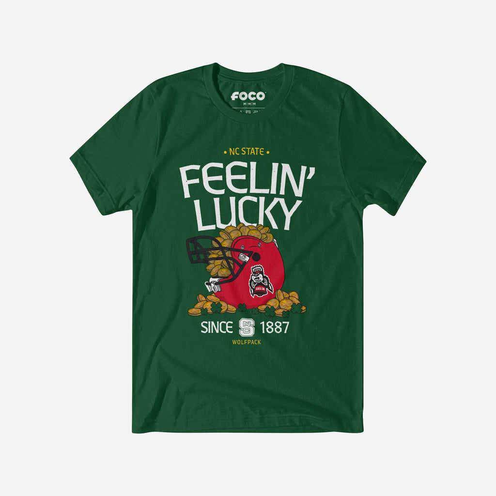 NC State Wolfpack Feelin Lucky Helmet T-Shirt FOCO - FOCO.com