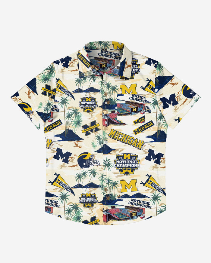 Michigan Wolverines 2023 Football National Champions Floral Button Up Shirt FOCO - FOCO.com