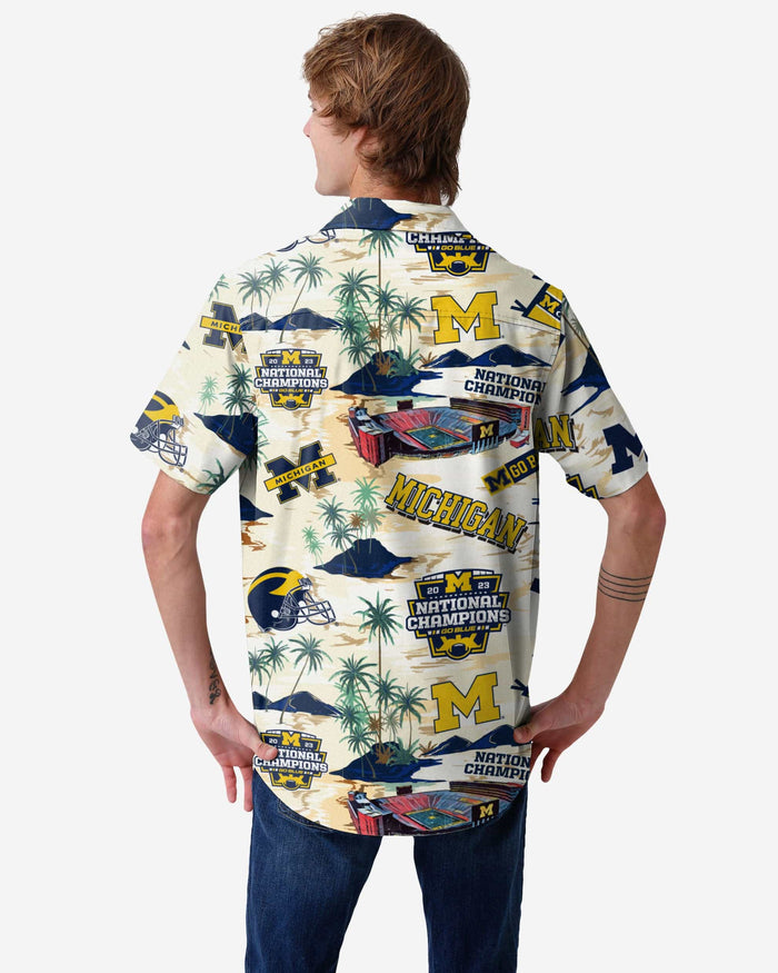 Michigan Wolverines 2023 Football National Champions Floral Button Up Shirt FOCO - FOCO.com