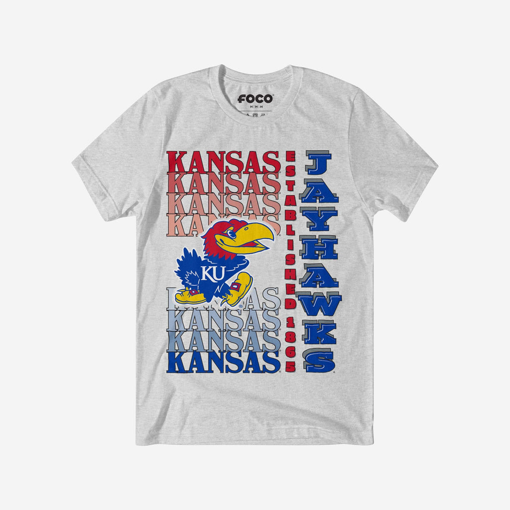 Kansas Jayhawks Gradient Wordmark T-Shirt FOCO S - FOCO.com