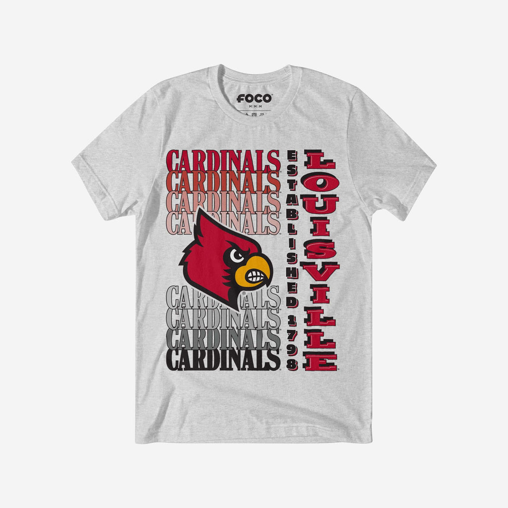 Louisville Cardinals Gradient Wordmark T-Shirt FOCO S - FOCO.com
