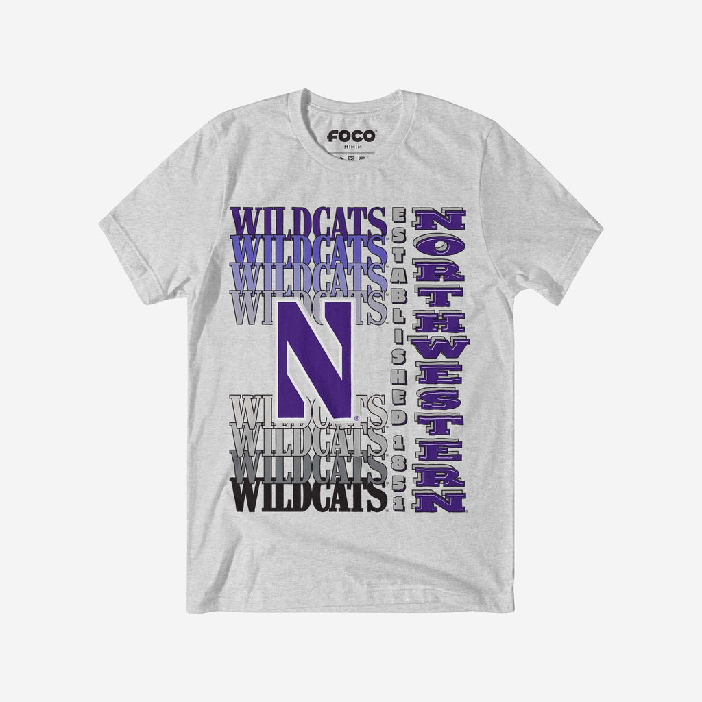 Northwestern Wildcats Gradient Wordmark T-Shirt FOCO S - FOCO.com