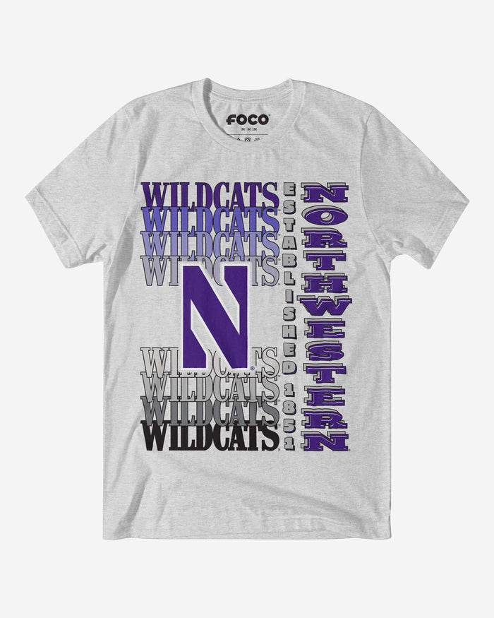 Northwestern Wildcats Gradient Wordmark T-Shirt FOCO S - FOCO.com