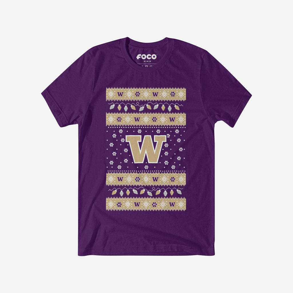 Washington Huskies Holiday Lights Sweater T-Shirt FOCO S - FOCO.com