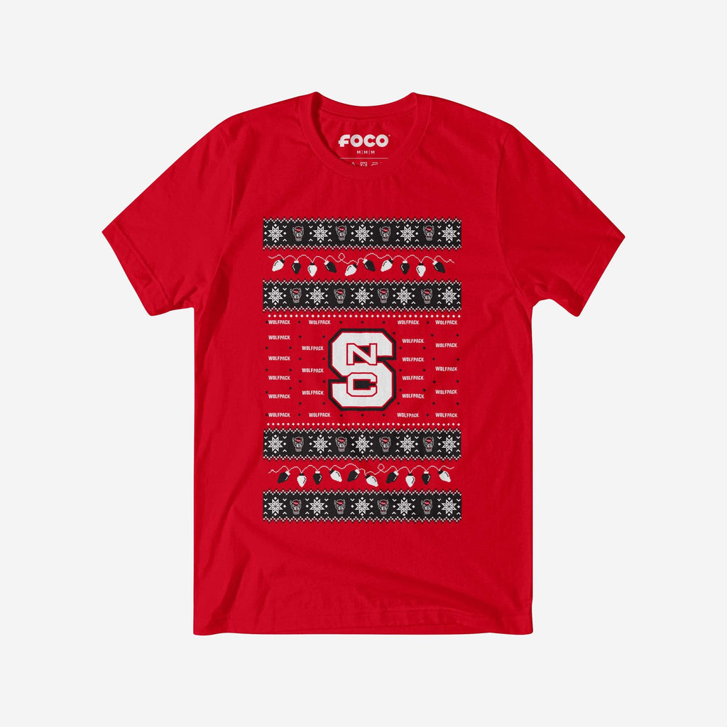 NC State Wolfpack Holiday Lights Sweater T-Shirt FOCO S - FOCO.com