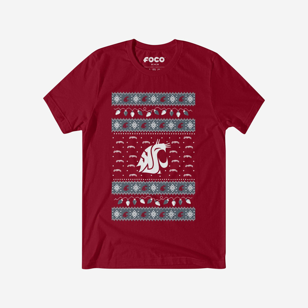 Washington State Cougars Holiday Lights Sweater T-Shirt FOCO S - FOCO.com