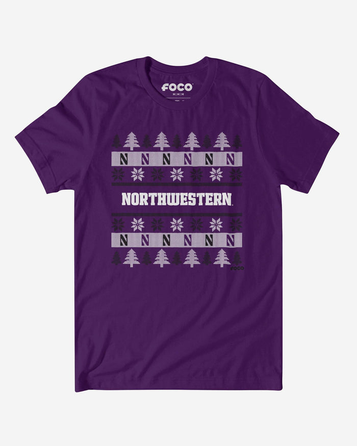 Northwestern Wildcats Holiday Sweater T-Shirt FOCO S - FOCO.com