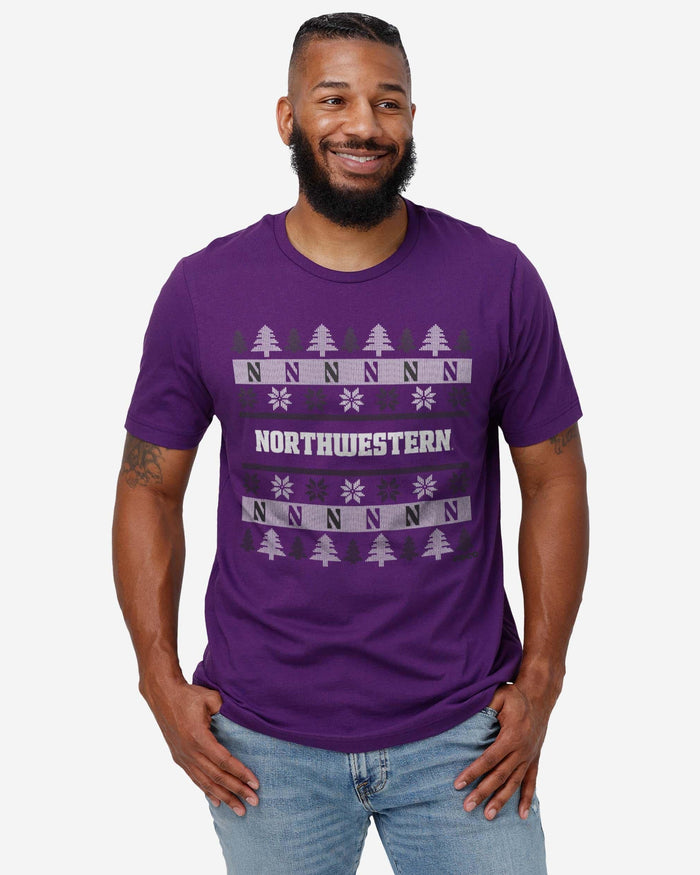 Northwestern Wildcats Holiday Sweater T-Shirt FOCO - FOCO.com