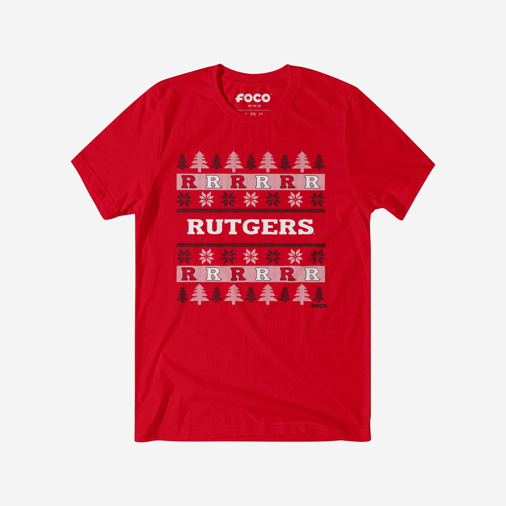 Rutgers Scarlet Knights Holiday Sweater T-Shirt FOCO S - FOCO.com