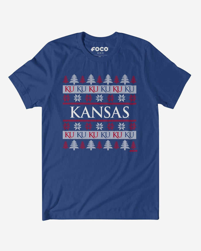Kansas Jayhawks Holiday Sweater T-Shirt FOCO S - FOCO.com