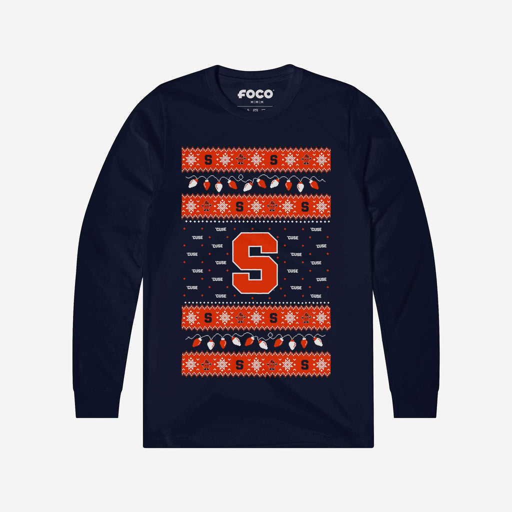 Syracuse Orange Holiday Lights Sweater Long Sleeve T-Shirt FOCO S - FOCO.com