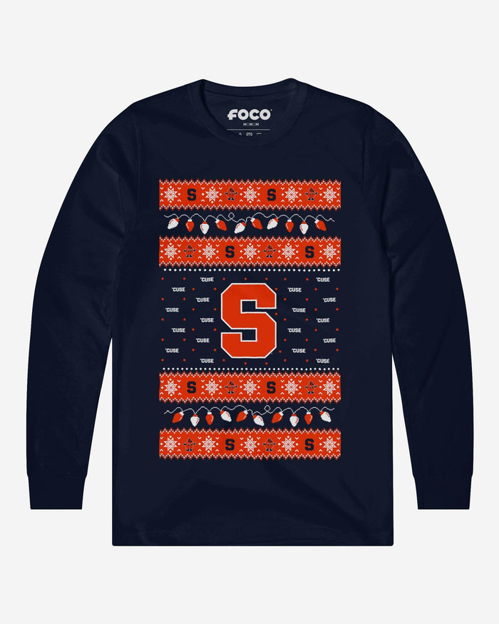 Syracuse Orange Holiday Lights Sweater Long Sleeve T-Shirt FOCO S - FOCO.com