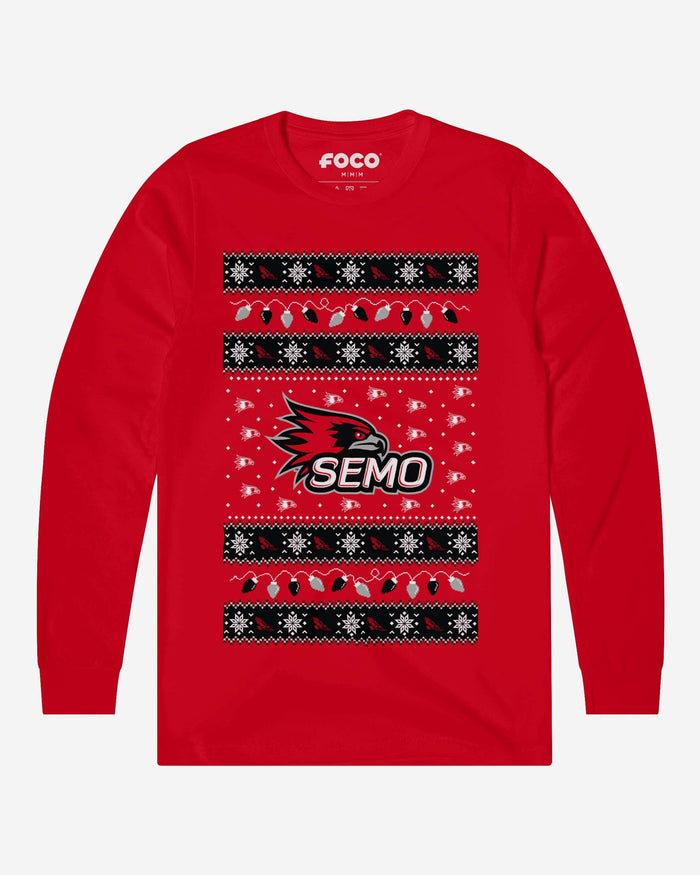 Southeast Missouri State Redhawks Holiday Lights Sweater Long Sleeve T-Shirt FOCO S - FOCO.com