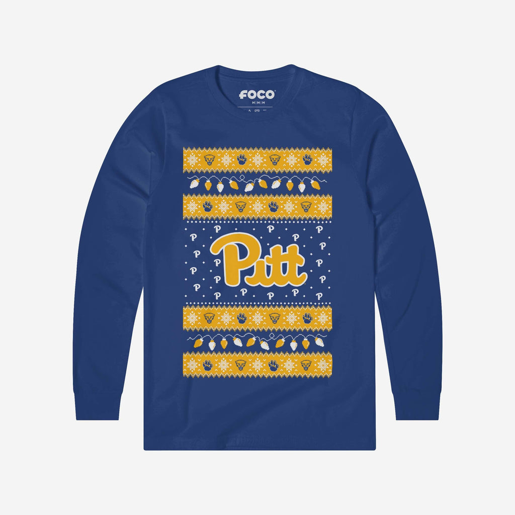 Pittsburgh Panthers Holiday Lights Sweater Long Sleeve T-Shirt FOCO S - FOCO.com