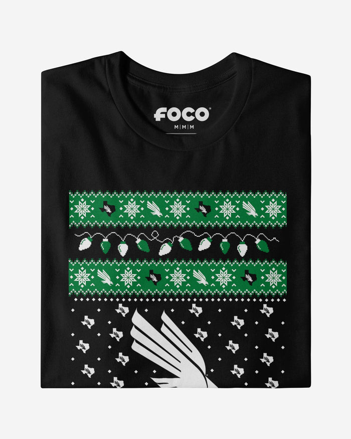North Texas Mean Green Holiday Lights Sweater Long Sleeve T-Shirt FOCO - FOCO.com