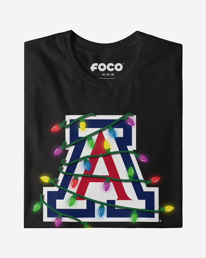 Arizona Wildcats Primary Logo Holiday Lights Long Sleeve T-Shirt FOCO S - FOCO.com