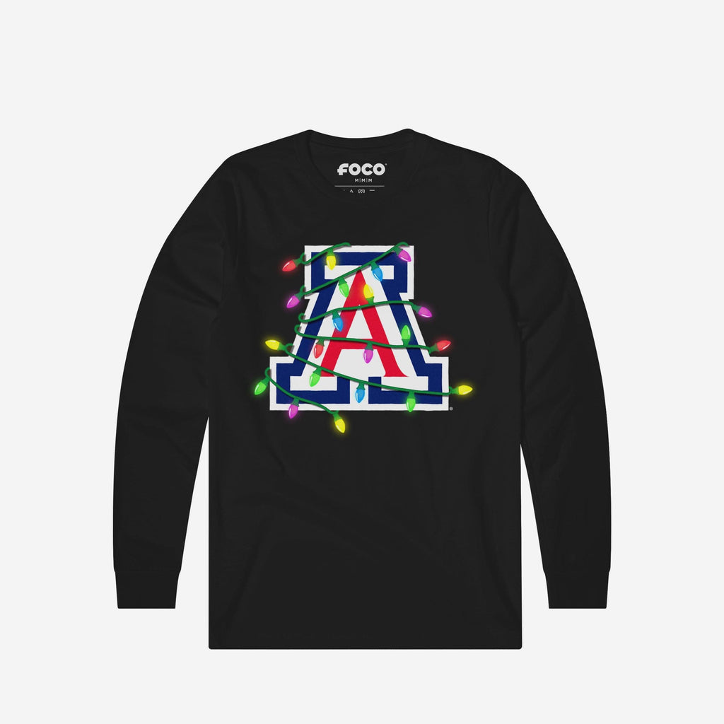 Arizona Wildcats Primary Logo Holiday Lights Long Sleeve T-Shirt FOCO S - FOCO.com