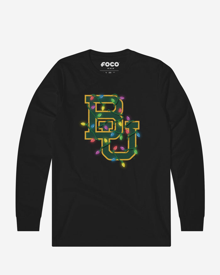 Baylor Bears Primary Logo Holiday Lights Long Sleeve T-Shirt FOCO S - FOCO.com