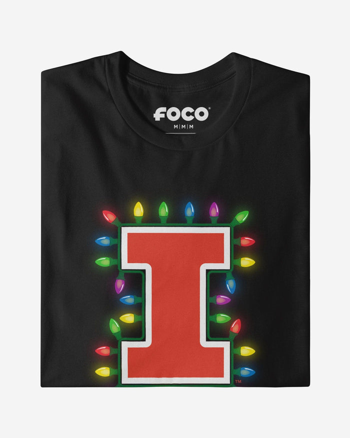 Illinois Fighting Illini Primary Logo Holiday Lights Long Sleeve T-Shirt FOCO S - FOCO.com