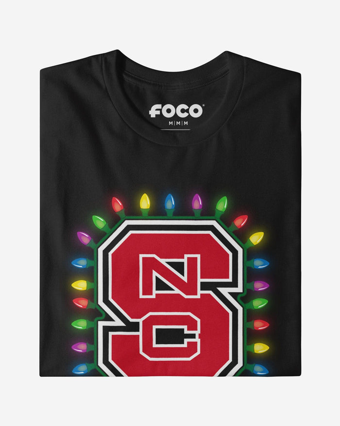 NC State Wolfpack Primary Logo Holiday Lights Long Sleeve T-Shirt FOCO S - FOCO.com