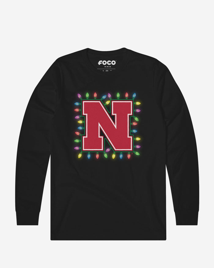 Nebraska Cornhuskers Primary Logo Holiday Lights Long Sleeve T-Shirt FOCO S - FOCO.com
