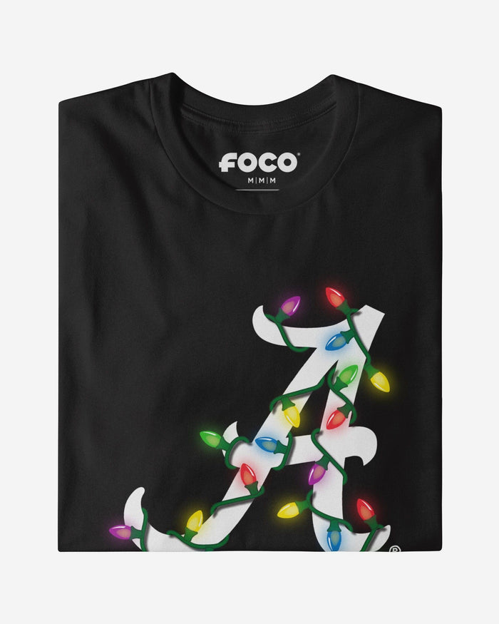 Alabama Crimson Tide Primary Logo Holiday Lights T-Shirt FOCO S - FOCO.com