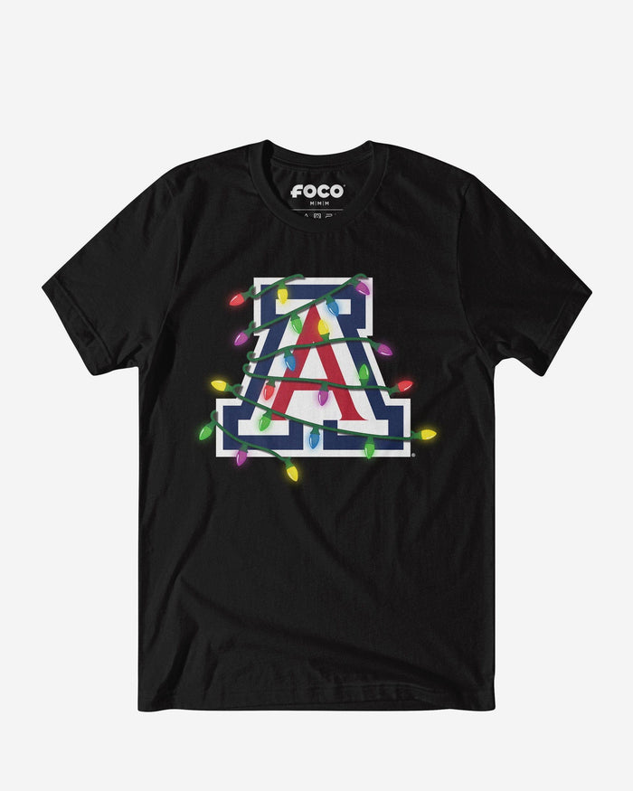 Arizona Wildcats Primary Logo Holiday Lights T-Shirt FOCO S - FOCO.com