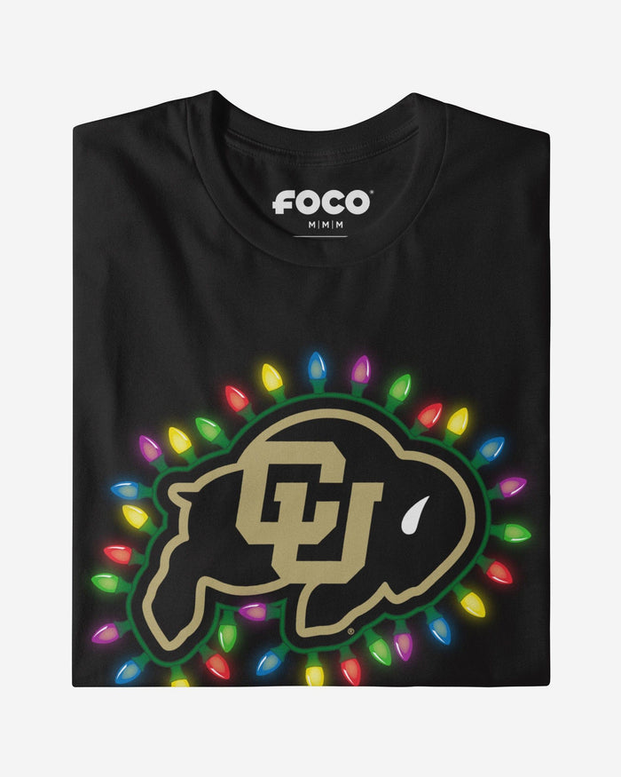 Colorado Buffaloes Primary Logo Holiday Lights T-Shirt FOCO S - FOCO.com