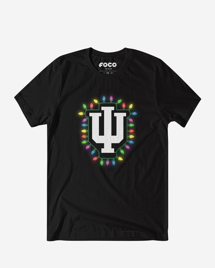 Indiana Hoosiers Primary Logo Holiday Lights T-Shirt FOCO S - FOCO.com