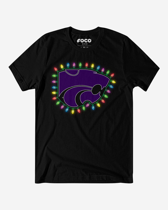 Kansas State Wildcats Primary Logo Holiday Lights T-Shirt FOCO S - FOCO.com