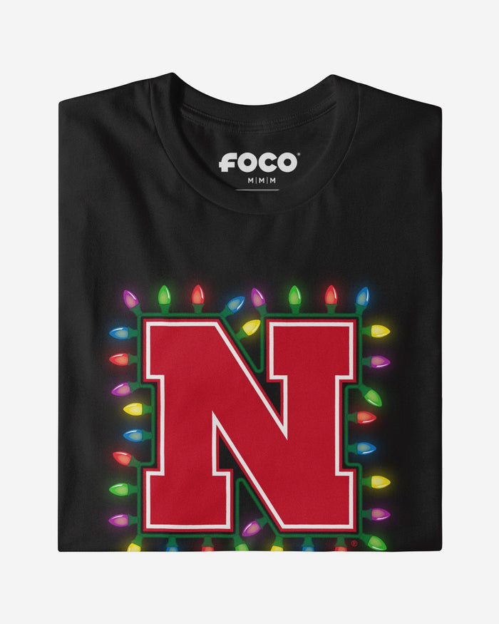 Nebraska Cornhuskers Primary Logo Holiday Lights T-Shirt FOCO S - FOCO.com