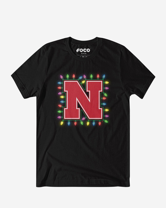 Nebraska Cornhuskers Primary Logo Holiday Lights T-Shirt FOCO S - FOCO.com