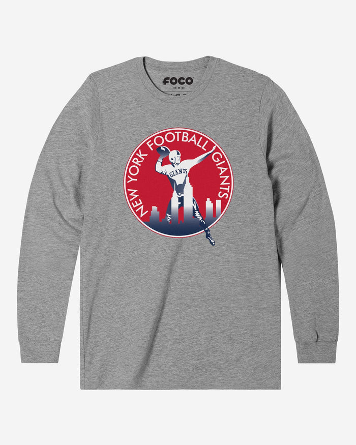 New York Giants 1950 Retro Logo Long Sleeve T-Shirt FOCO Athletic Heather S - FOCO.com