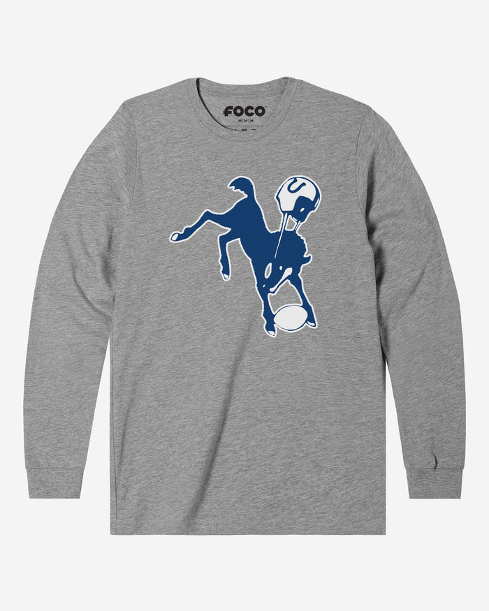 Indianapolis Colts 1961 Retro Logo Long Sleeve T-Shirt FOCO Athletic Heather S - FOCO.com