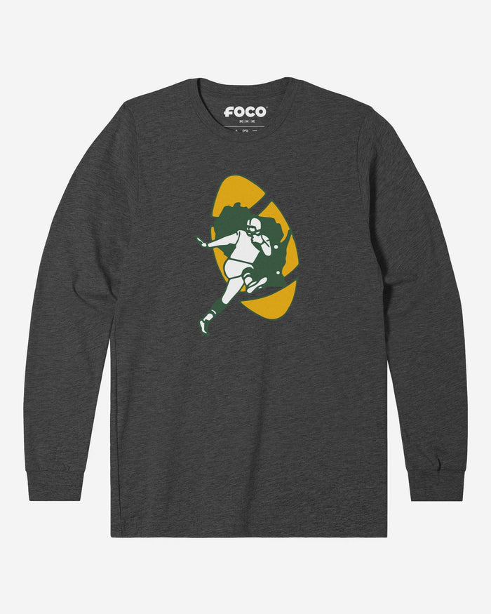 Green Bay Packers 1961 Retro Logo Long Sleeve T-Shirt FOCO Dark Grey Heather S - FOCO.com