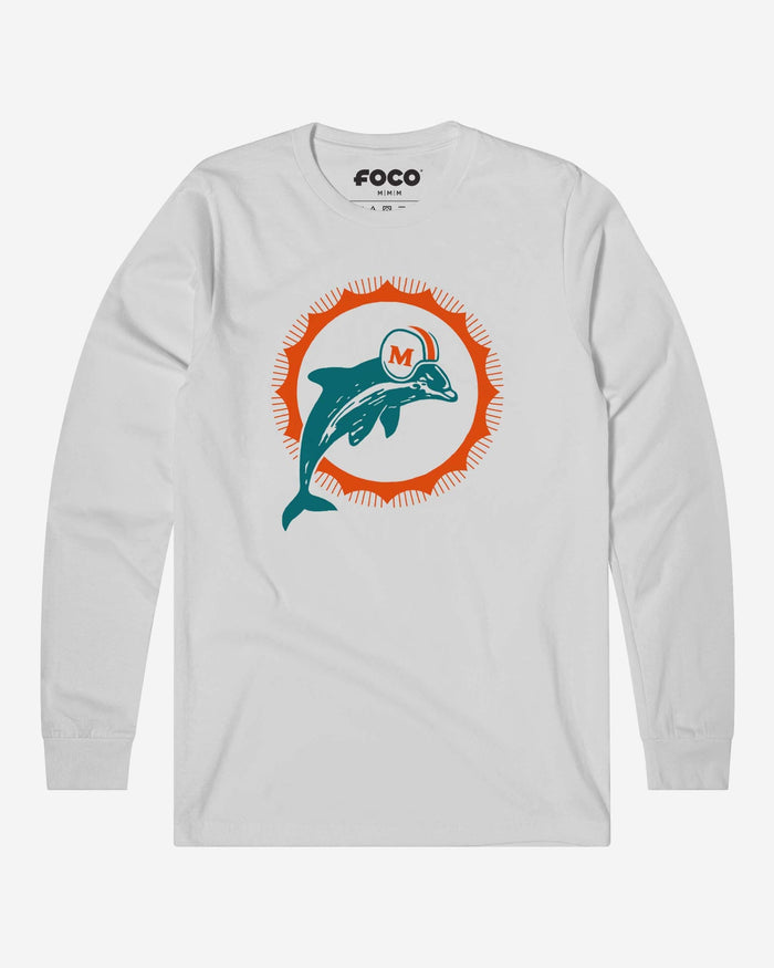 Miami Dolphins 1966 Retro Logo Long Sleeve T-Shirt FOCO White S - FOCO.com