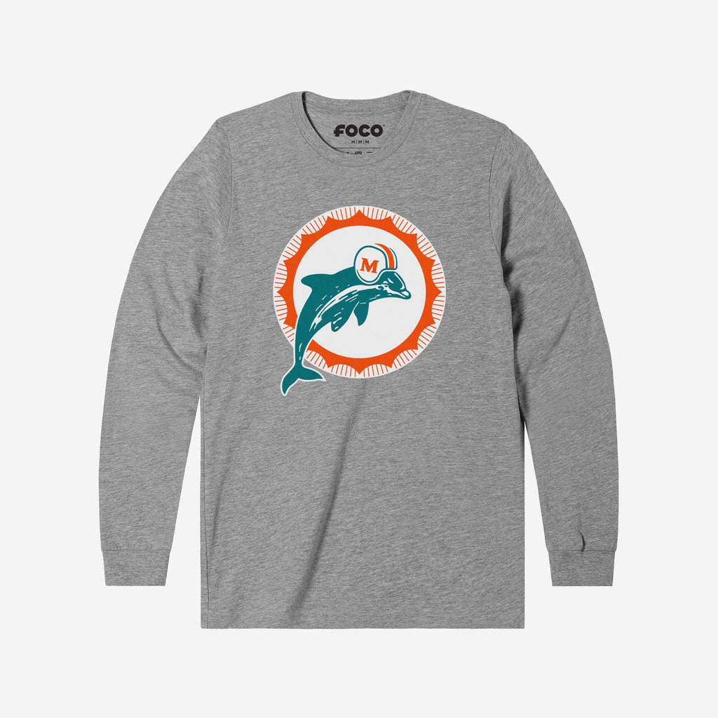 Miami Dolphins 1966 Retro Logo Long Sleeve T-Shirt FOCO Athletic Heather S - FOCO.com