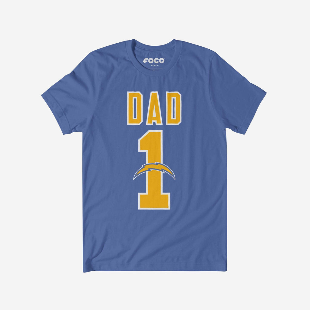 Los Angeles Chargers Number 1 Dad T-Shirt FOCO S - FOCO.com
