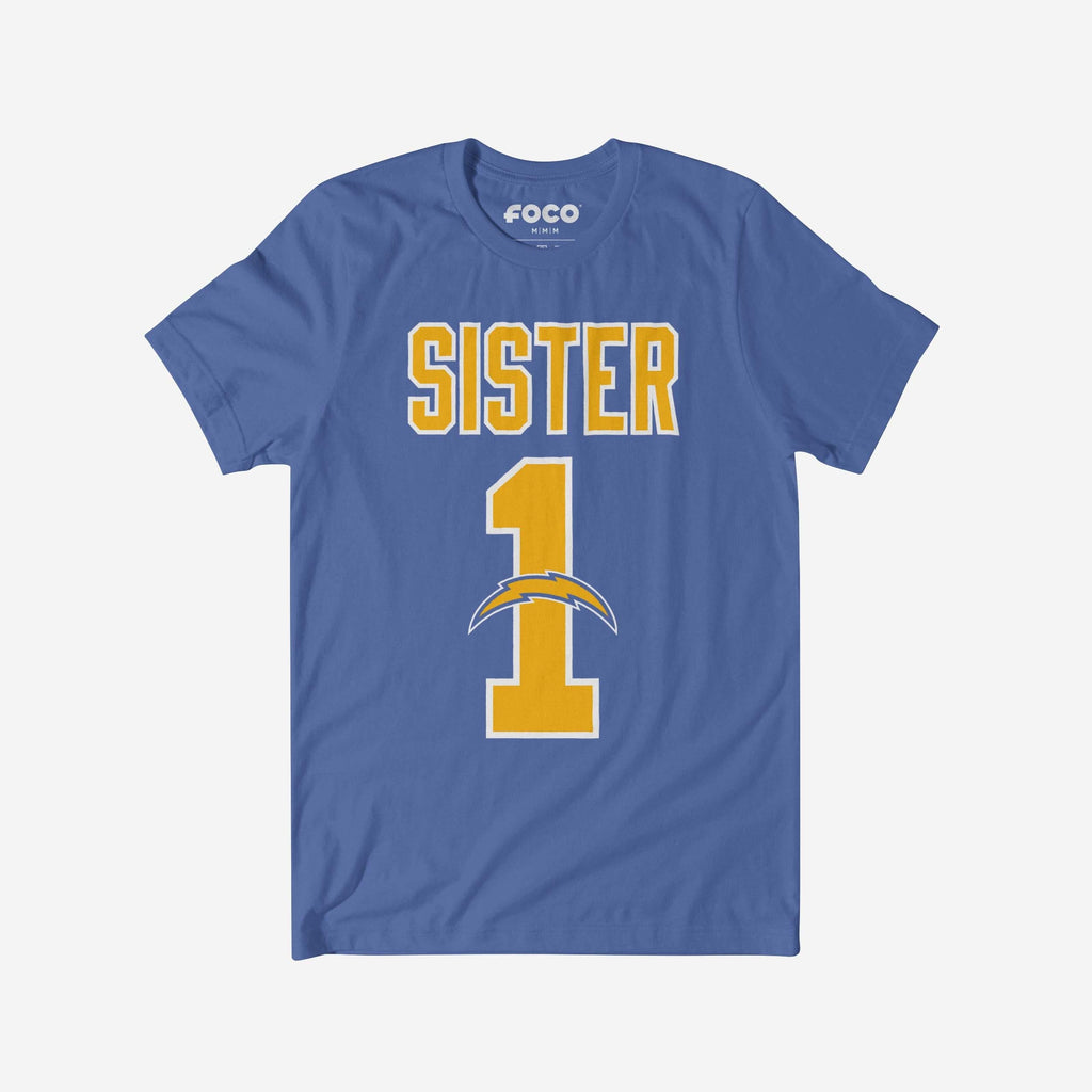 Los Angeles Chargers Number 1 Sister T-Shirt FOCO S - FOCO.com